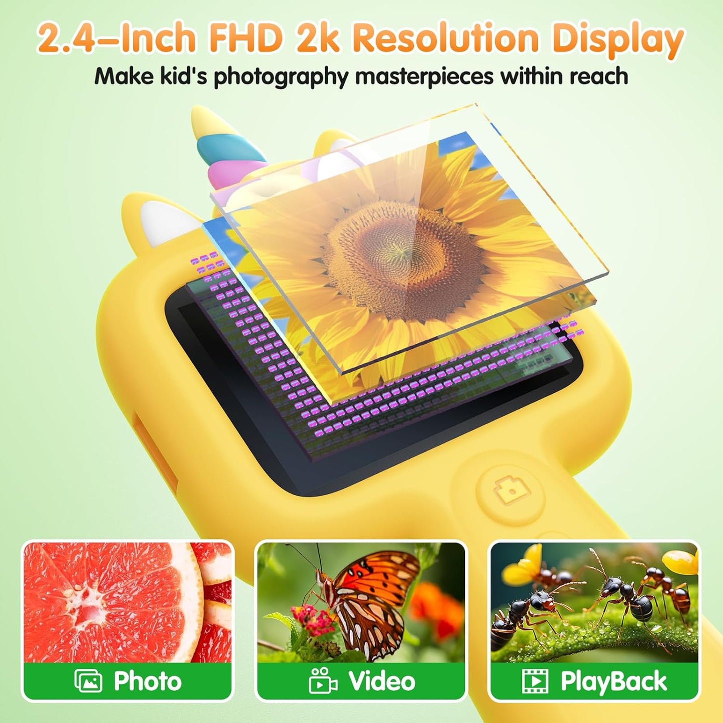 Kids Microscope Handheld Portable Mini 2.4" - 600X FHD Digital Microscope for Kids - Educational Science Toys, Boys & Girls Christmas Birthday Gifts, Outdoor Toys for Kid's Ages 4-8 8-13