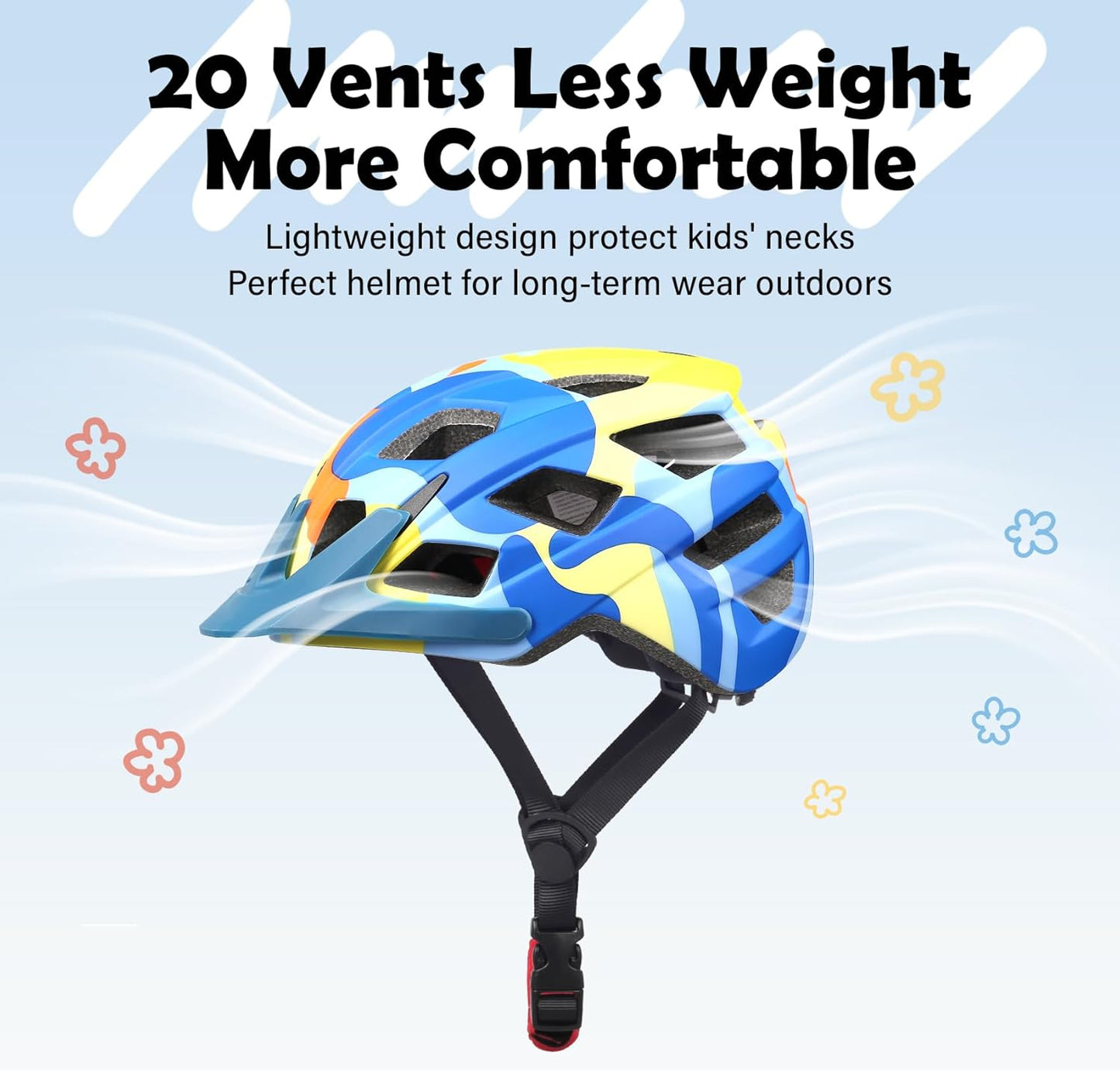 Kids Bike Helmet, 2 Size Adjustable for Youth Toddler Boys & Girls 3-5-8-10-12-14 Years, Child Helmets with Visor for Skating Cycling Scooter