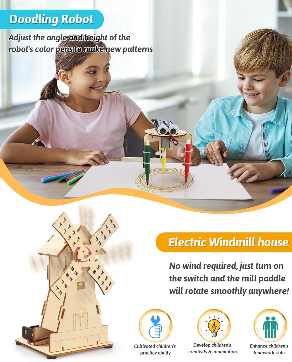 Poraxy STEM Kits for Kids Age 8-10-12, 6 in 1 Science Kits, Wooden 3D Puzzles, Toys for Ages 8-13, Building Projects Crafts Model Kits, Birthday Gifts for Boys Girls Ages 7 8 9 10 11 12 13 Years Old