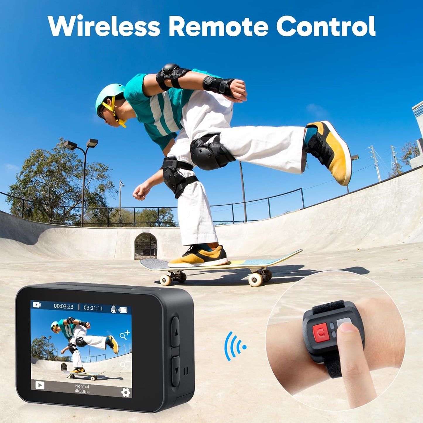 AKASO V50X Native 4K30fps WiFi Action Camera with EIS Touch Screen 4X Zoom 131 feet Waterproof Camera Support External Mic Remote Control (with Selfie Stick Tripod and Carry Bag)