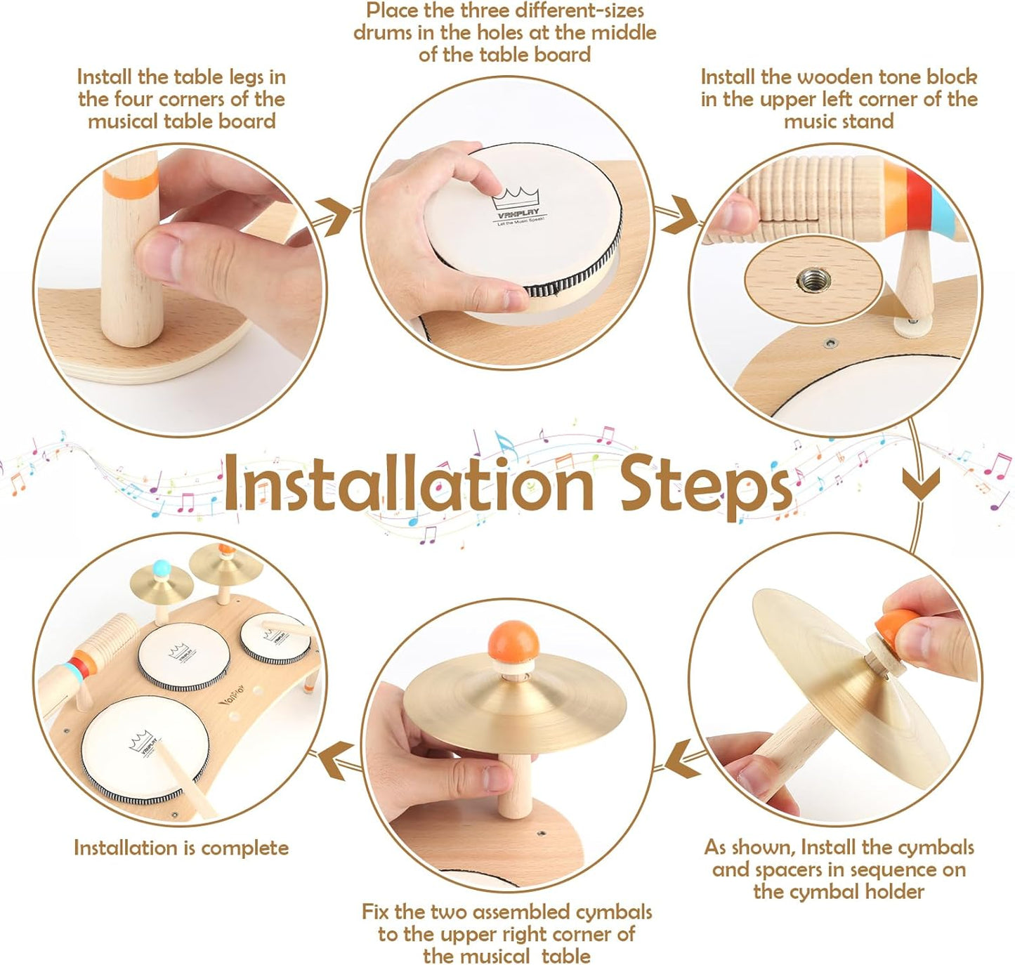 Kids Drum Set for Toddlers 3+, 8 in 1 Montessori Musical Instruments - Wooden Musical Toys for Baby Easter Christmas Birthday Gifts for Preschool Learning Music for Boys Girls Age 3 4 5 6