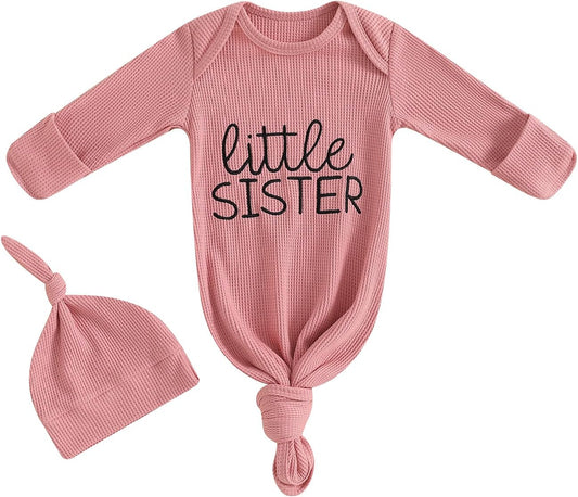 Newborn Boy Girl Coming Home Outfit Baby Infant Sleeper Gown Nightgown Outfits Cute Fall Winter Pajamas and Hat