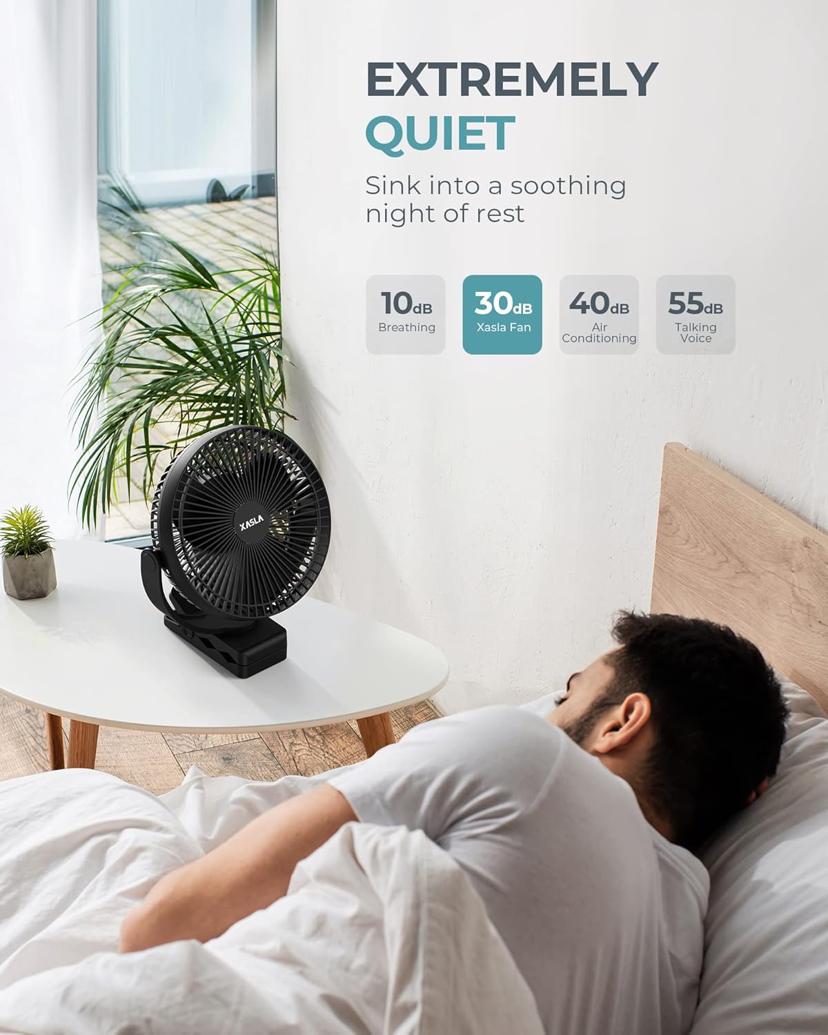 xasla 10000mAh Portable Clip on Fan, 8 inch Rechargeable Battery Operated, 24 Hours Work Time, Quiet USB 4 Speeds Personal, Ideal for Outdoor Camping Golf Cart Home Office Black