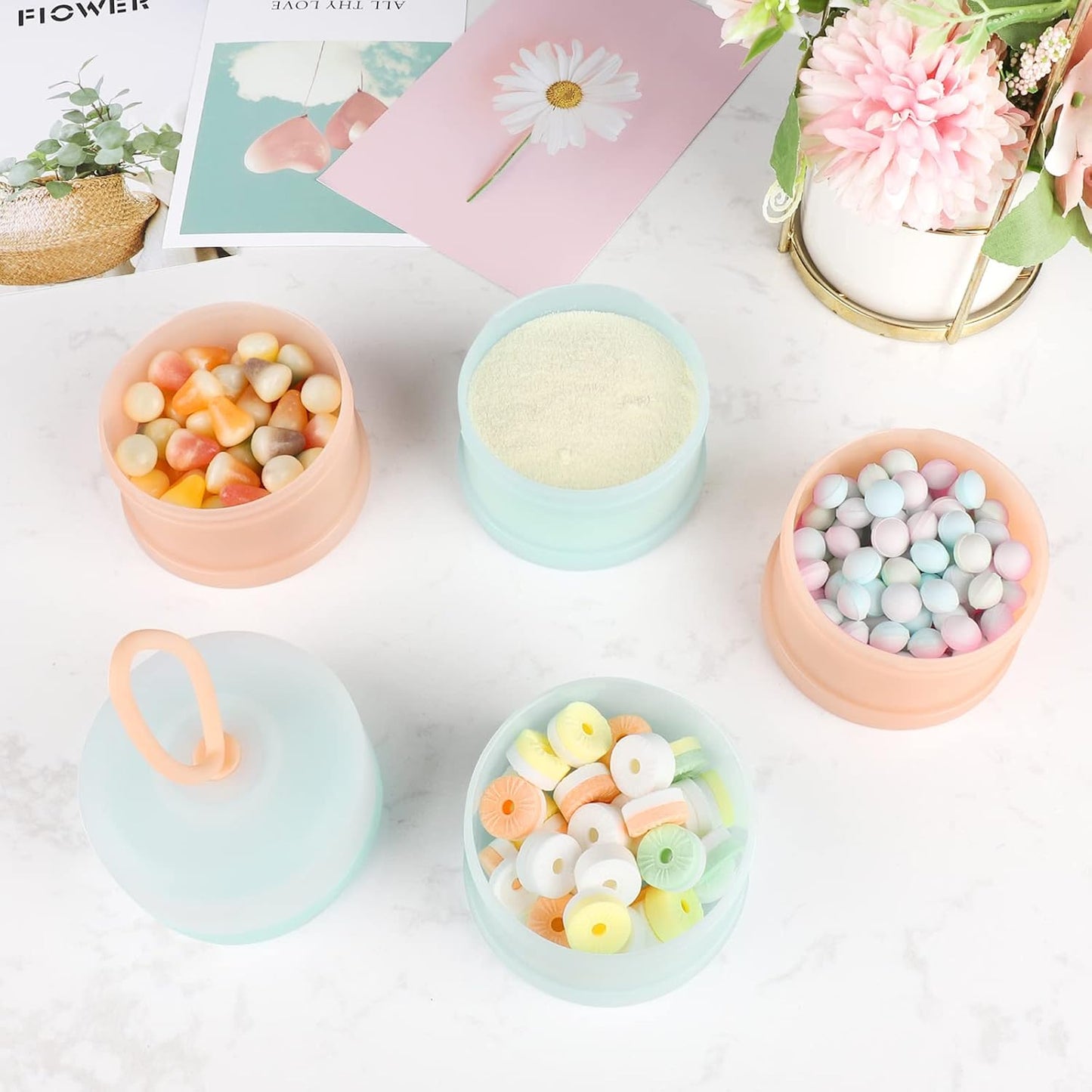 Accmor Baby Formula Dispenser On The Go, Stackable Formula Dispenser for Travel Formula Container to Go, Non-Spill Milk Powder Baby Kids Snack Storage Container, BPA Free