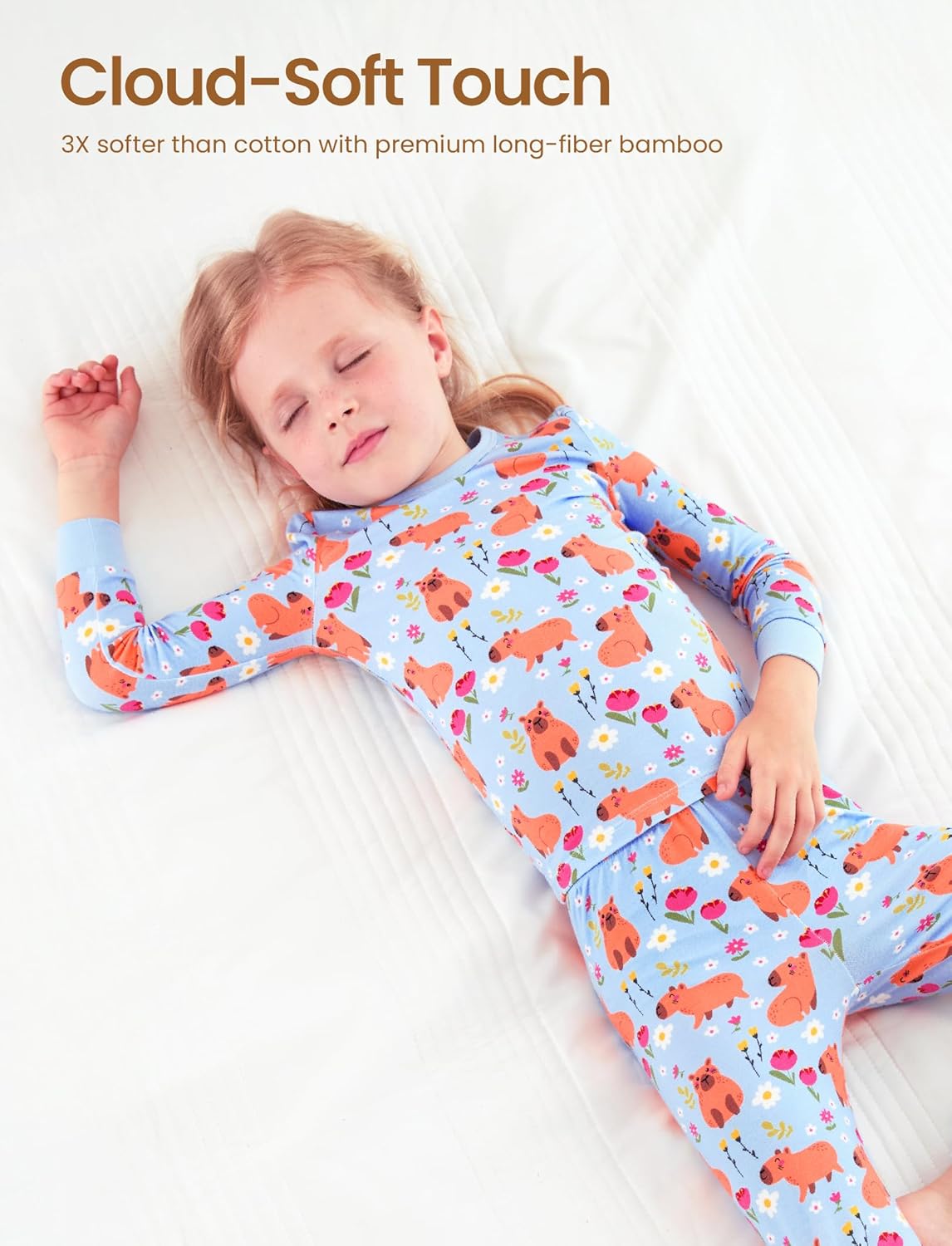 PATPAT Bamboo Viscose Pajama Set for Toddlers with Improved Tensile Strength, Snug Fit Pjs Sleeper for Baby Boys Girls Kids