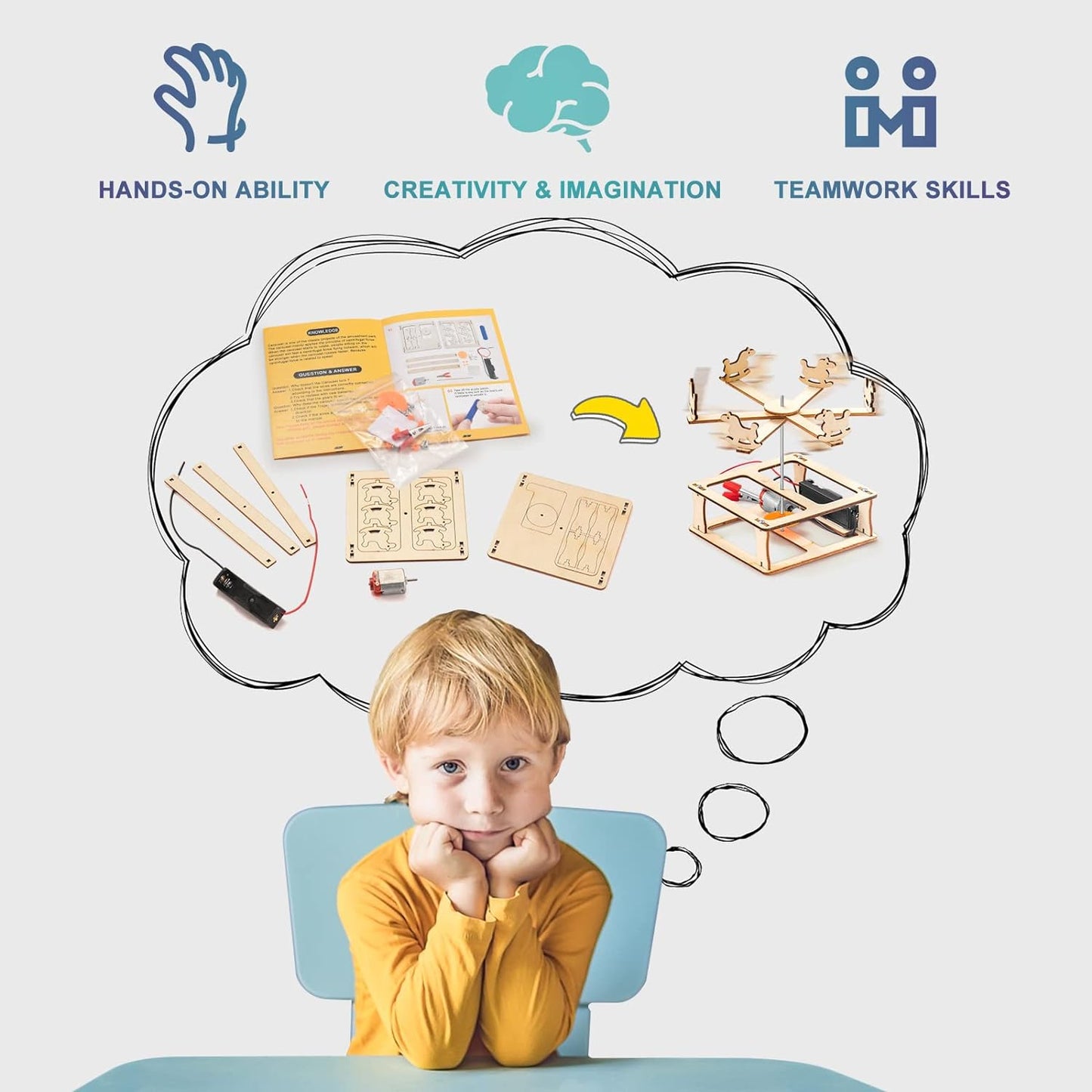 Yutin 5 Individual STEM Science Kits for Kids, Wood Arts and Craft Kits, STEM Toys for Boys Girls Age 8-12 5-7 8 10 12 13 14 Gift Idea, 3D Puzzles Building Engineering Model Set