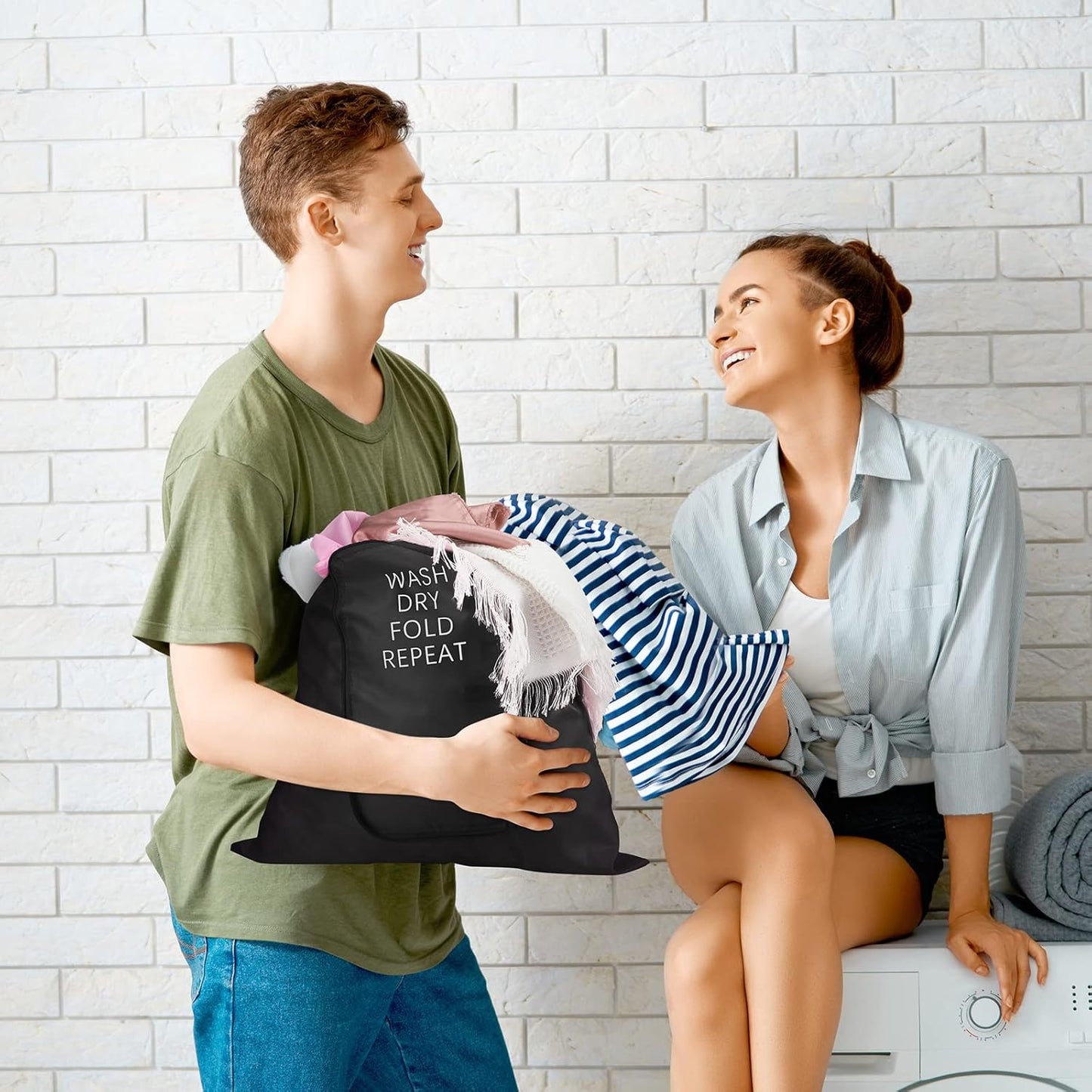 2 Pcs Travel Laundry Bag Washable Dirty Clothes Bag with Drawstring and Zipper for Suitcase, 22 x 18 Inch (Black, Gray,Classic)