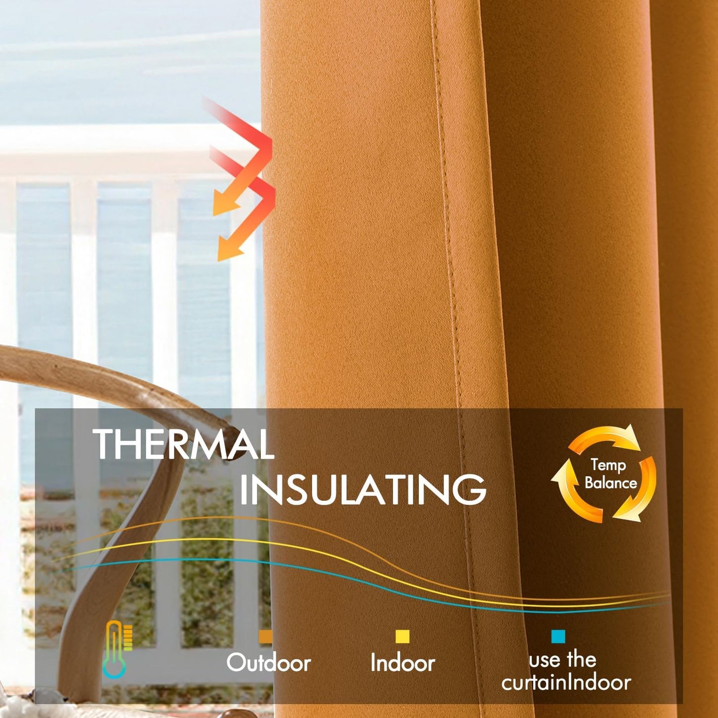 ANRODUO Back Tab Blackout Curtains for Bedroom Living Room, Rod Pocket Pinch Pleated Thermal Insulated Room Darkening Curtains 90 Inches Long 2 Panels, Mustard Yellow, 42 x 90 Inch