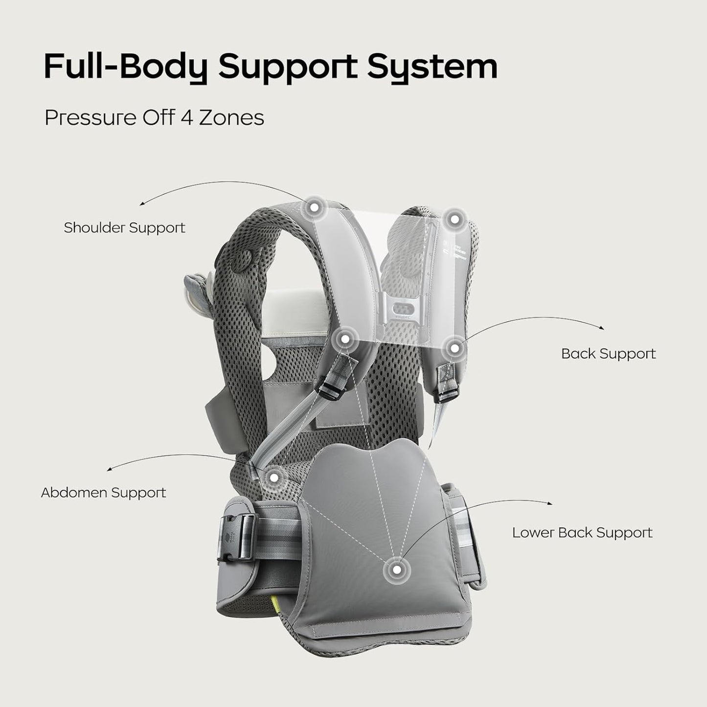 Bc Babycare Hexa Effortless Baby Carrier with Hip Seat - Ergonomic Toddler Carrier (13.2-33 lbs), Adjustable Slide Lock & Knob, Hip-Healthy Design for Parent's Back Relief, Gray