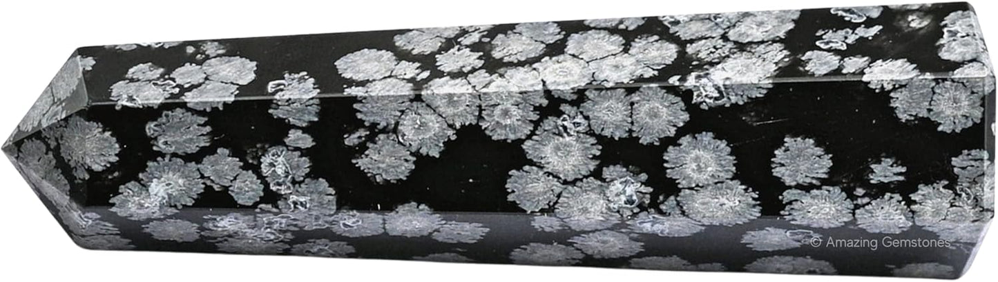 Amazing Gemstone Snowflake Obsidian Crystal Towers - Natural Healing Crystal Point Obelisk for Reiki Healing and Crystal Grid (3 Inch)