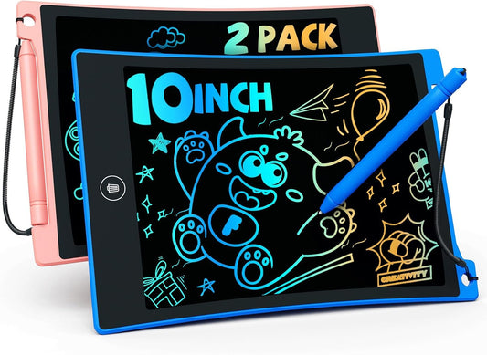 TEKFUN Kids Toys,10in 2 Pack LCD Writing Tablet Coloring Doodle Drawing Board Pad for Kids with Stylus, Car Trip Educational Toys Easter Toys Birthday Gift for Toddlers 3 4 5 6 7 Kids Girls Boys