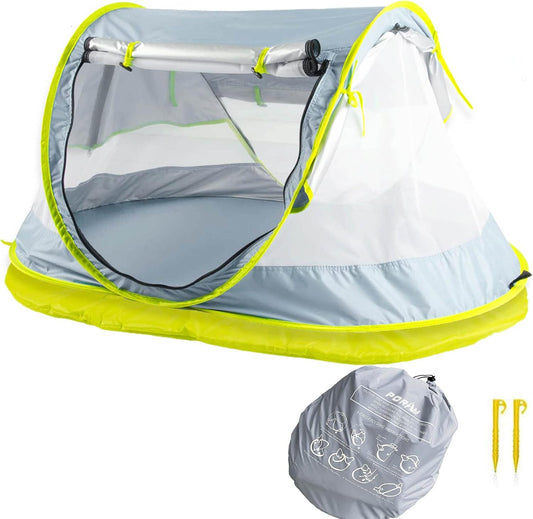 Poray Portable Baby Beach Tent with UPF 50+ Sun Shelter,Mosquito Net and Sunshade, Ideal Pop Up Kids Travel Tent with Carry Bag & 2 Stakes,Outdoor Indoor Play and Sun Protection