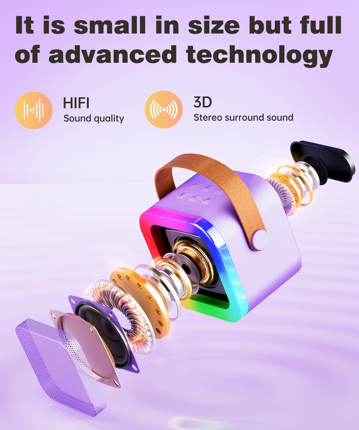 Mini Karaoke Machine Speaker for Kids Adults,Portable Bluetooth with 1-2 Wireless Microphones,Christmas Birthday Gifts Toys Girls Boys Ages 4, 5, 6,7, 8,9,10,11,12+ Years Old Toddler (Purple - 2 Mic)