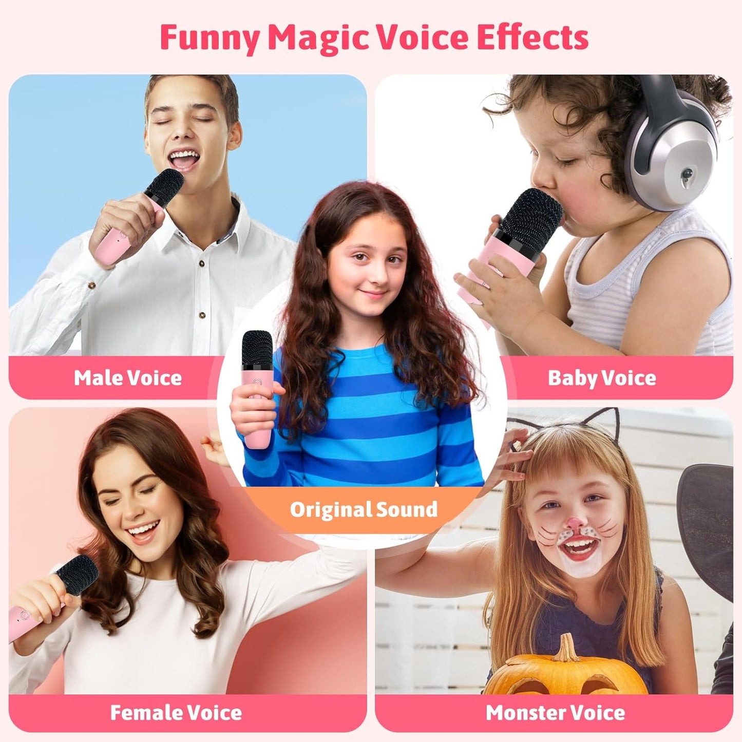 Karaoke Machine for Kids Adults, Portable Bluetooth Speaker with Wireless Microphone and LED Lights, Kids Toys Birthday Gifts for Girls and Boys Ages 4, 5, 6, 7, 8,9,10,11,12+ Years, Home Party