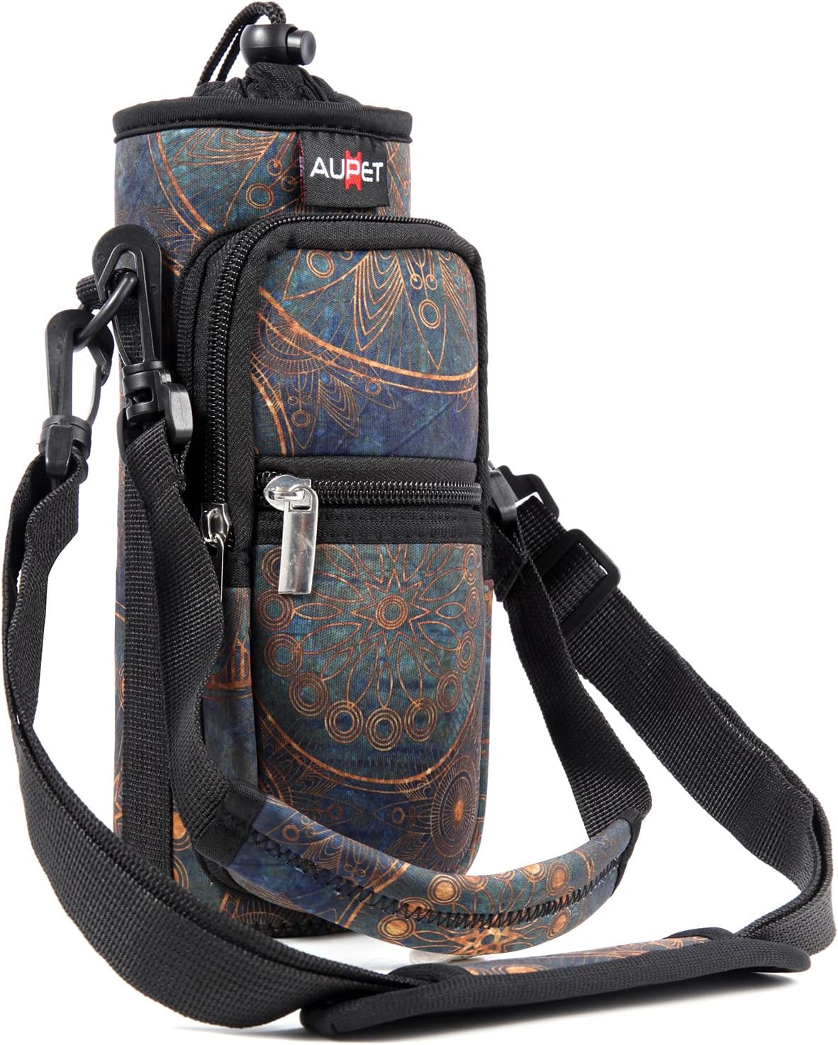 AUPET Water Bottle Sling Bag Sleeve Holder Carrier 25/32/40/64 oz,Insulated Crossbody Water Bottle Case Cover with Strap and Pockets for Men/Women Walking Hiking