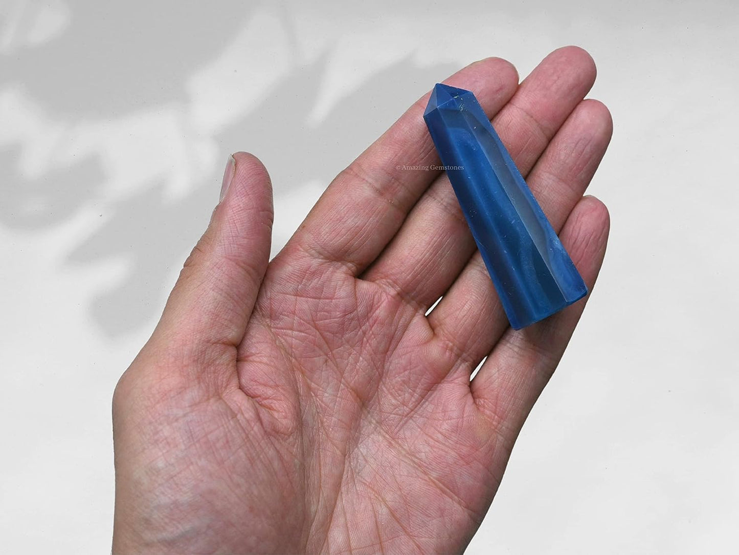 Amazing Gemstone Blue Agate Crystal Towers ~ Natural Healing Crystal Point Obelisk for Reiki Healing and Crystal Grid (3- Inch)