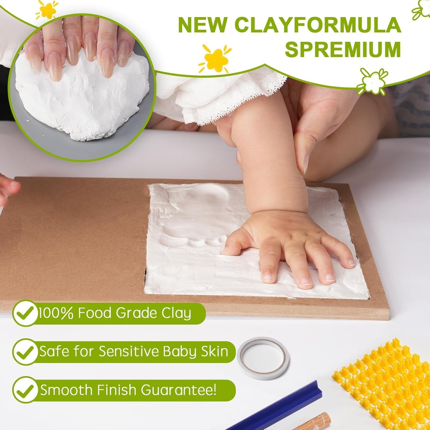 Baby Hand and Footprint Kit,Footprint Kit for Boy or Girl,Keepsake Handprint Kit Newborn Nursery Picture Frame Timeless Gifts for Baby Shower and Registry (white)