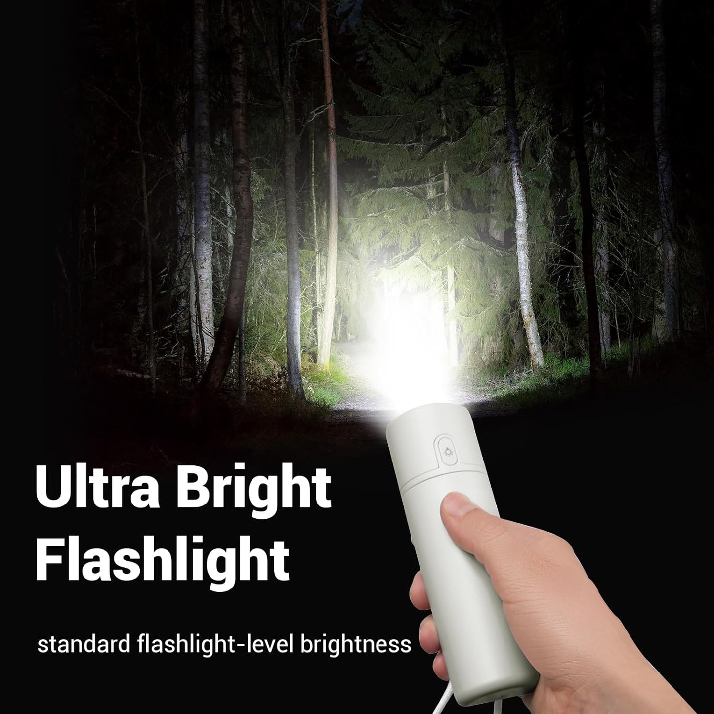 Airluxe Mini 3-in-1 Portable Fan Rechargeable- Handheld Fan with 35-Hour Battery Life, Fast Charging Power Bank&Flashlight- Personal Fan for Travel, Vacation, and Festival Essentials White