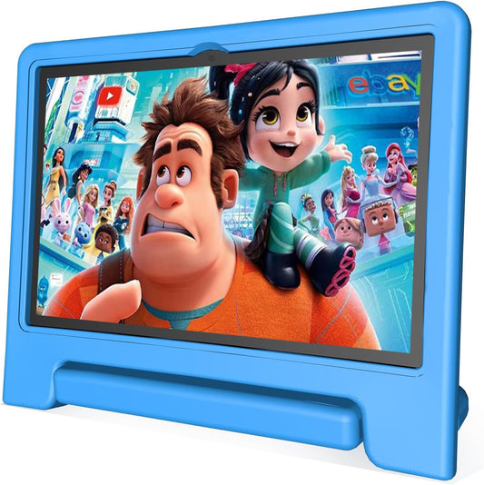 JREN Tablet for Kids｜10 Inch Kids Tablet Android 14｜Octa-core｜64GB｜WiFi ｜Bluetooth｜Parental Control｜Children Content｜Children Toddler Blue