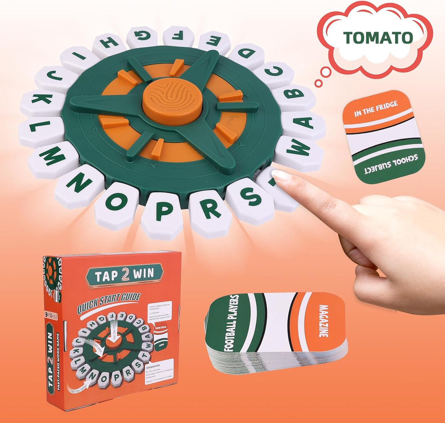 TAP 2 WIN Word Game | Fast-Paced Family & Party Board Game For Kids & Adults | 2-8 players race against the timer to name an answer that fits the round’s category | Learning Game Gifts for Ages 8 & up