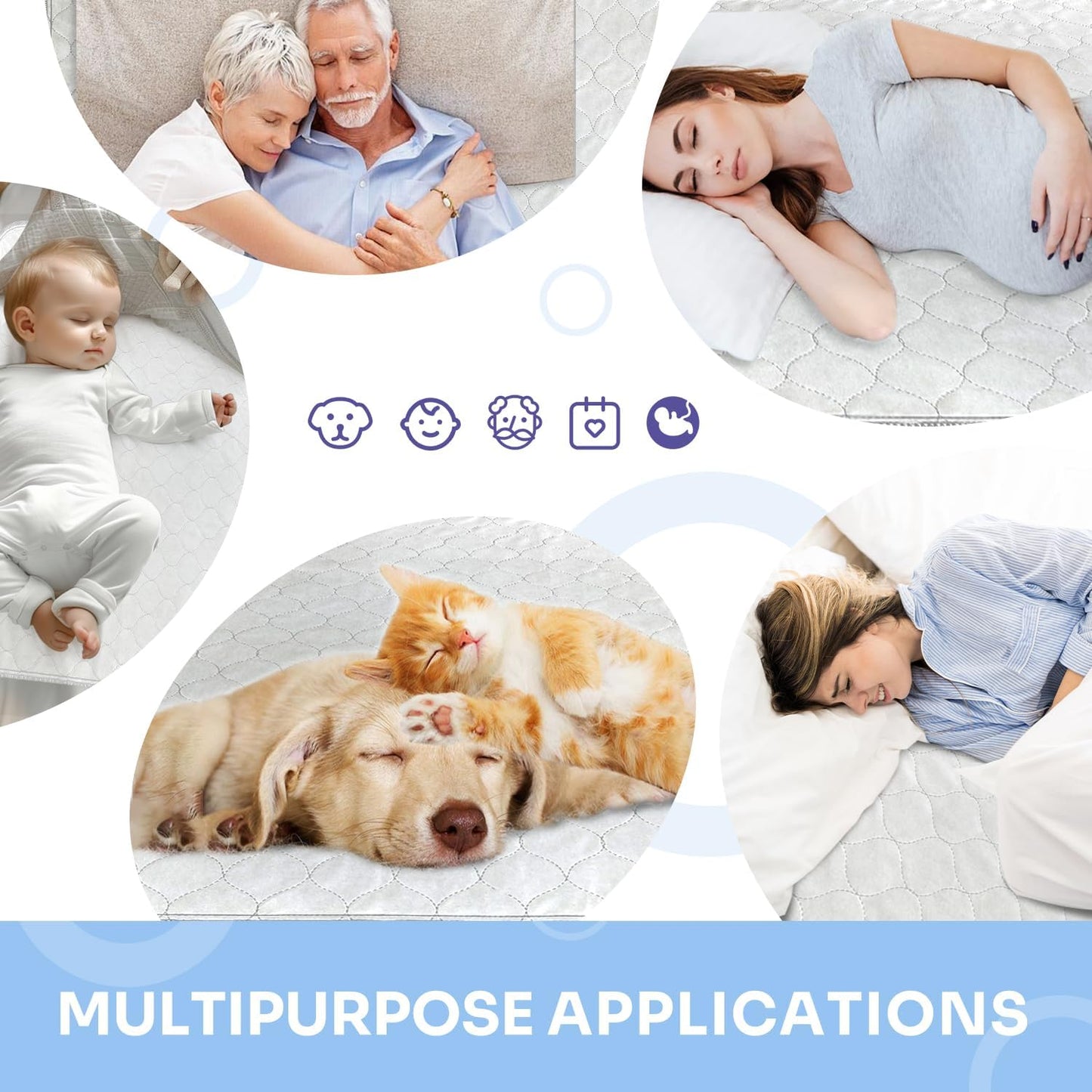 Heavy Absorbency Bed Pad, Washable and Reusable Incontinence Bed Underpads, 34"X52" (2 Pack), Waterproof Mattress Protector