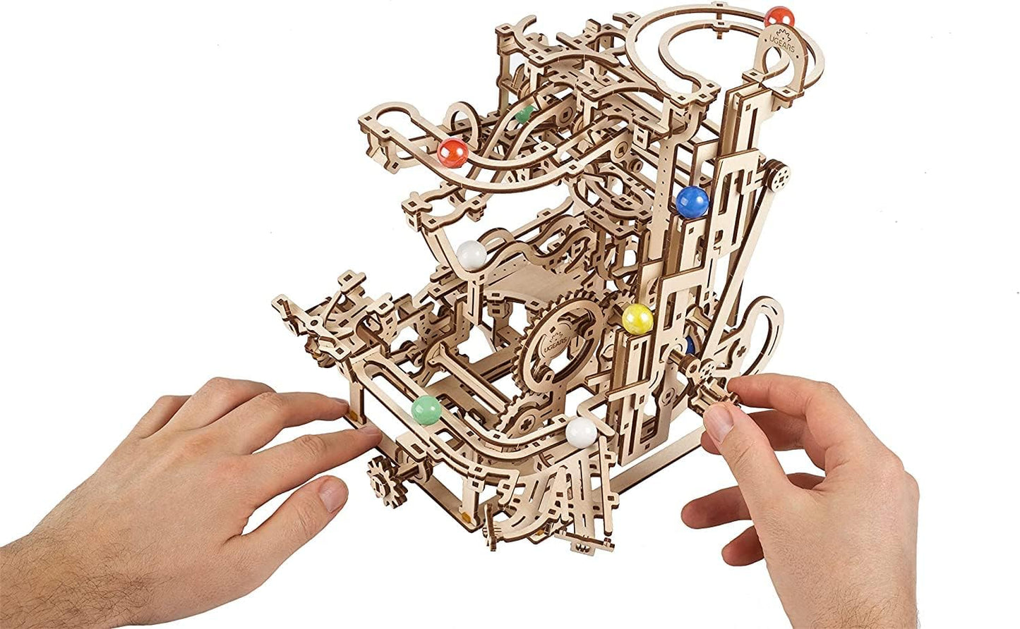 UGEARS 3D Wooden Puzzles for Adults - Wooden Marble Run Tiered Hoist Model Kit - Advanced Wooden 3D Puzzle Model Building Kits - DIY Marble Race as Hobbies for Men and Women Adult Crafts - 315 Pcs