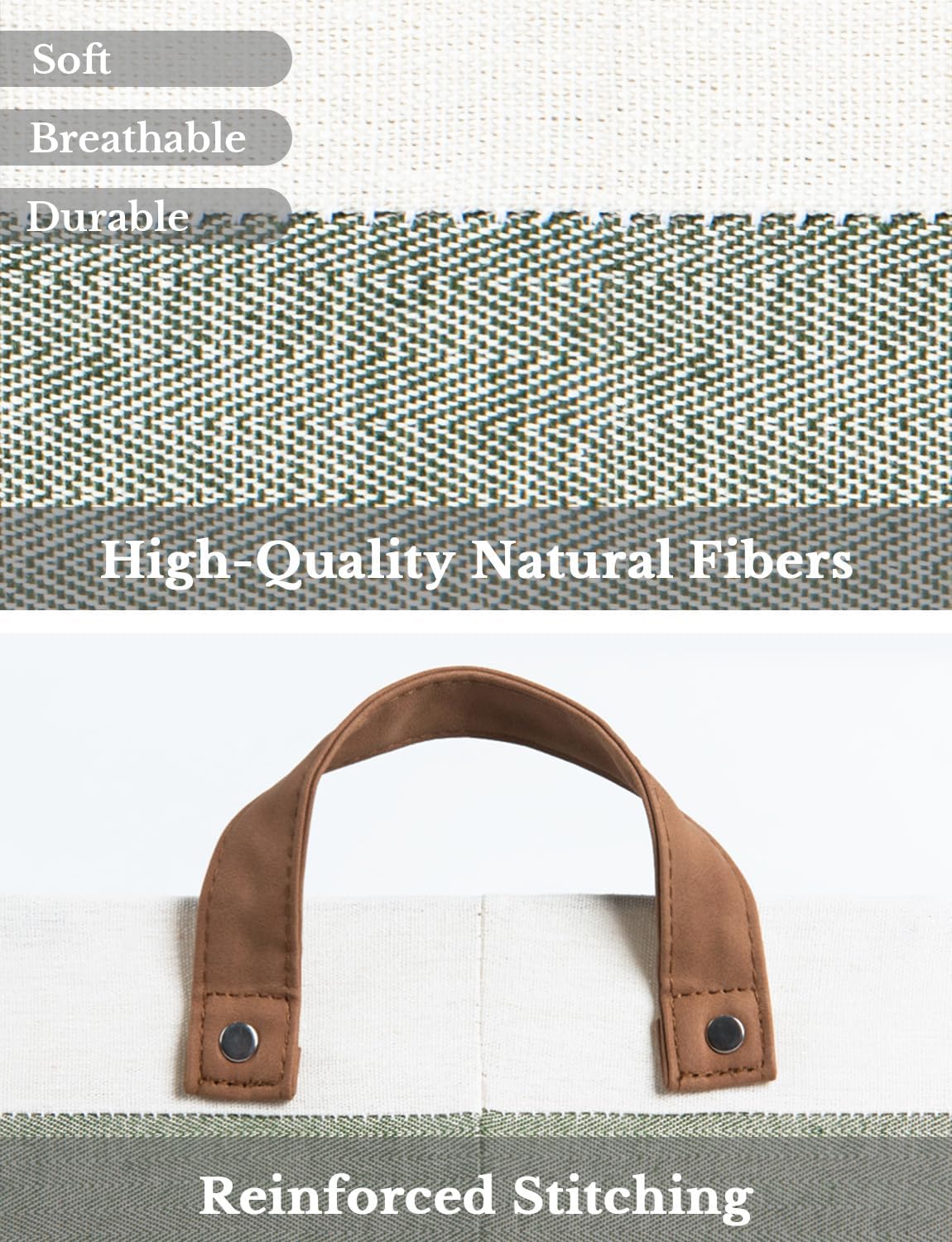 StorageWorks Storage Bins, Fabric Storage Bins for Shelves, Extra Large Storage Baskets with Metal Frame, Closet Baskets and Bins with Handles, Jumbo, Green and White, 2-Pack