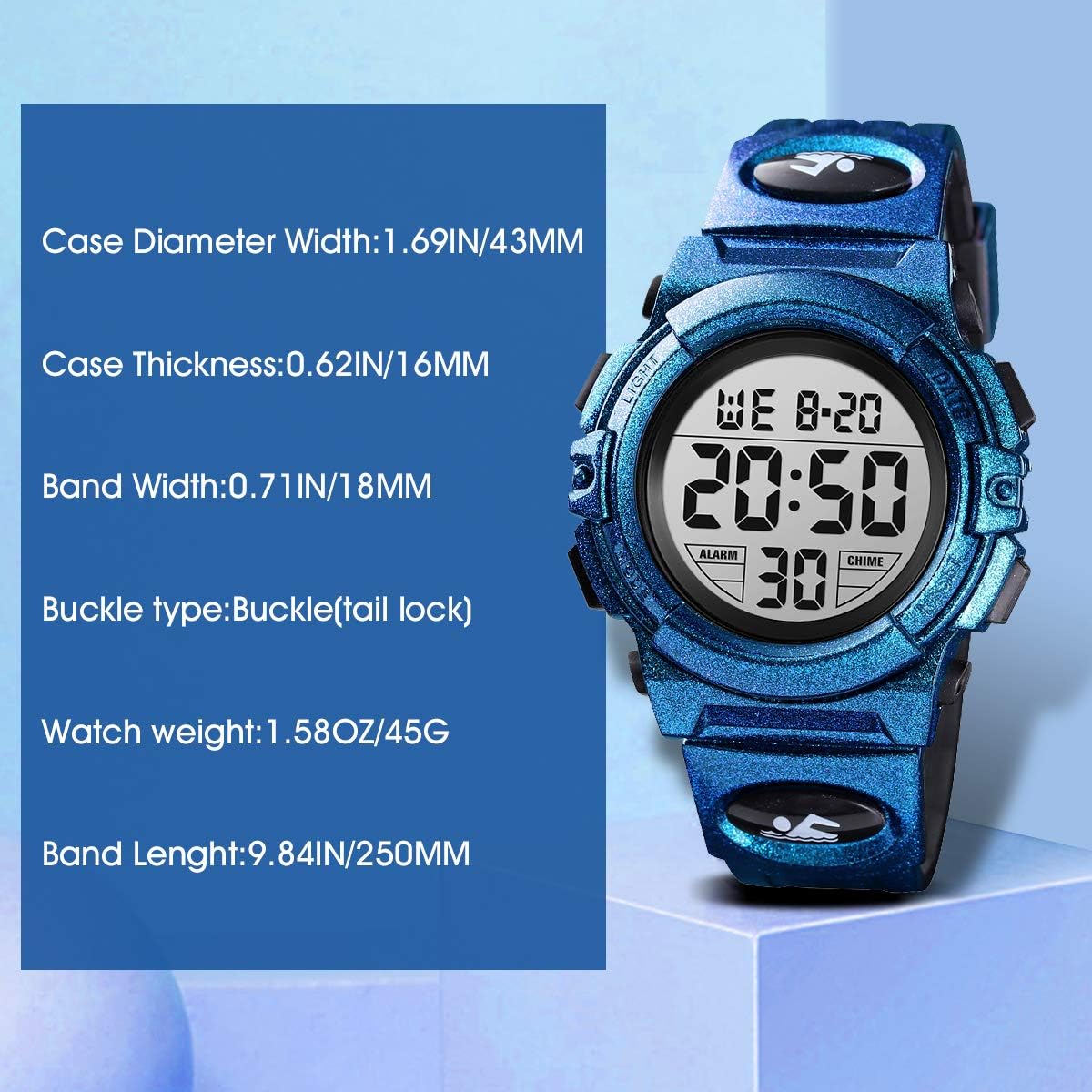 Kids Watch,Boys Watch for 3-15 Year Old Boys,Digital Sport Outdoor Multifunctional Chronograph LED 50 M Waterproof Alarm Calendar Analog Watch for Children with Silicone Band,Kids Gift