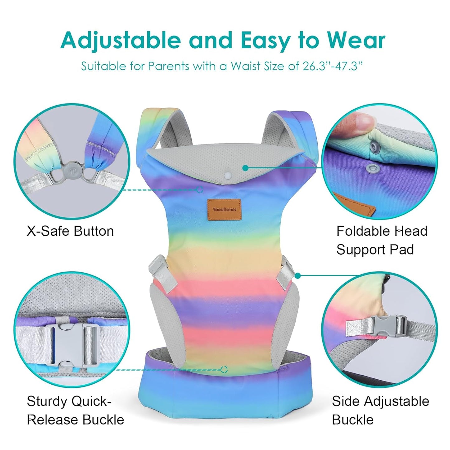 Baby Carrier Newborn to Toddler, Ergonomic Adjustable Toddler Carriers for 7-66 Lbs, Cozy Lightweight Infant Carrier with Neck Support, Baby Holder Carrier with Lumbar Support for Mom Dad