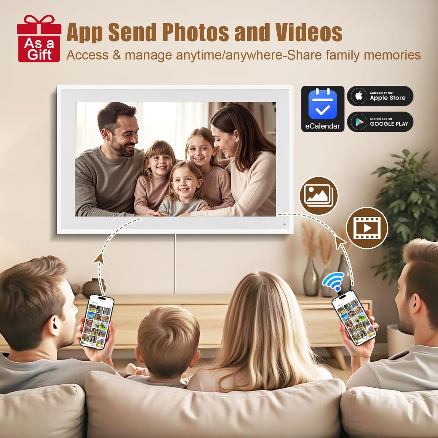 Smart Digital Calendar: 21.5-Inch Electronic Wall Calendars & Chore Chart, Full HD Interactive Touchscreen Display for Family Schedules Planner,Seamless Scheduling/Organizing-Wall/Desk Mountable