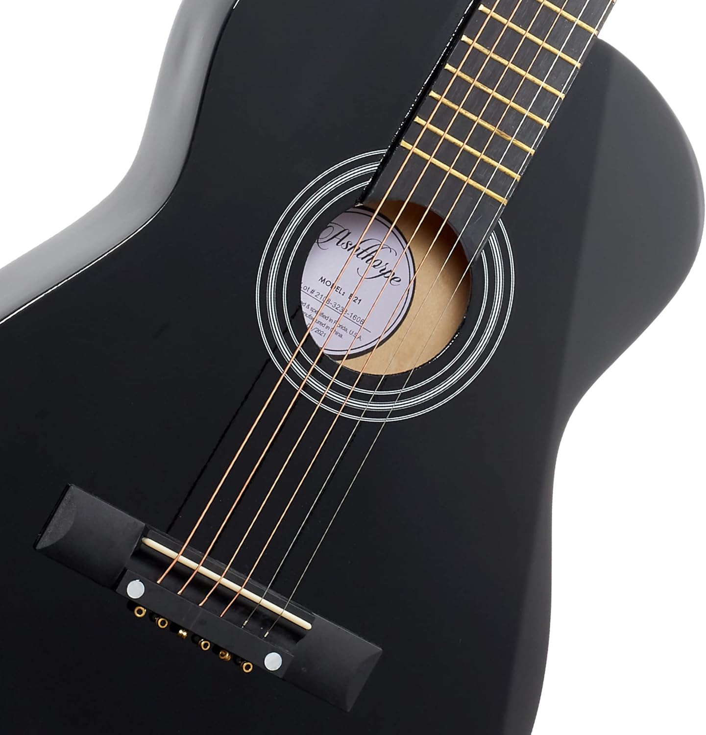 Ashthorpe 30-inch Beginner Acoustic Guitar Package (Black), Basic Starter Kit w/Gig Bag, Strings, Strap, Tuner, Picks