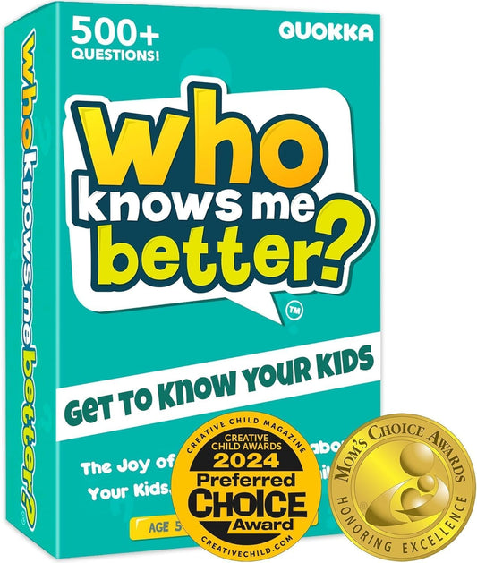 QUOKKA Who Knows Better? - Original - Family Card Trivia Game | Fun Learning & Educational Questions for Families | Suitable for Boys & Girls