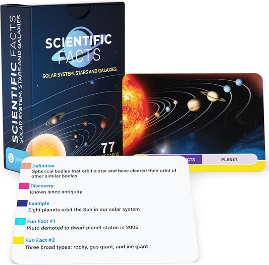75 Space Flash Cards – STEM Learning Resource - Solar System, Stars, Galaxies, Planets, Satellites, Universe - Astronomy Flashcards for Science Students & Future Astronauts – Grade School & Homeschool