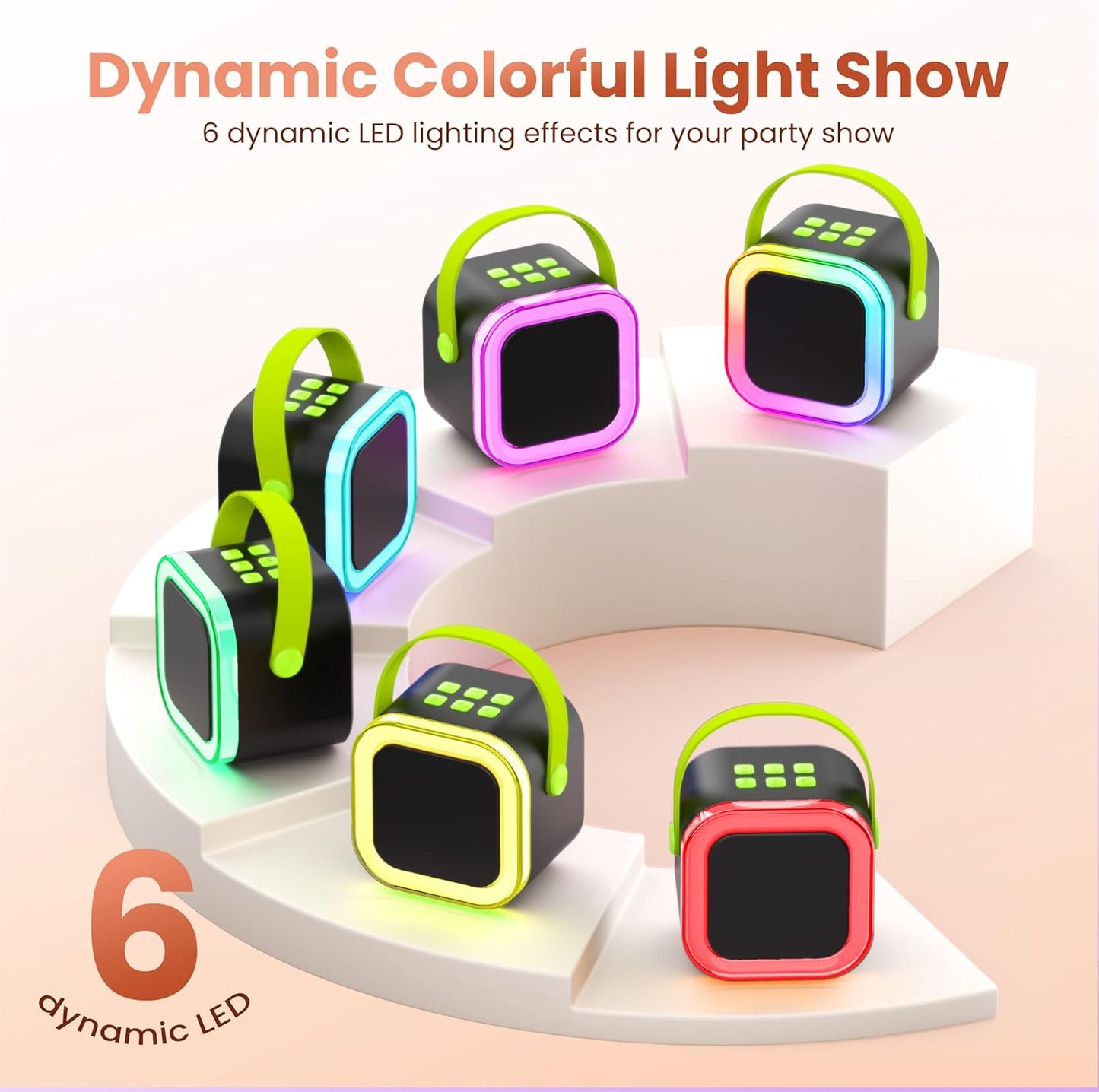 Karaoke Machine for Kids Adults, Portable Bluetooth Mini Karaoke Microphone Singing Speaker Karaoke Player with 2 Wireless Mic, for All Smartphones,Birthday, Family,Home Party (Black Green)