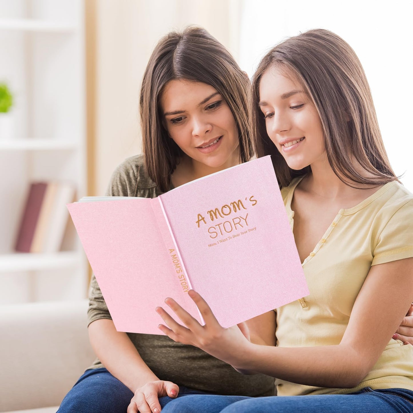 Artmag Mom's Life Story Journal Family Keepsake Book Linen Hardcover for Mom to Share Her Memories, with 250+ Prompt Questions Book Gift for Birthday Mother's Day Christmas (Pink)