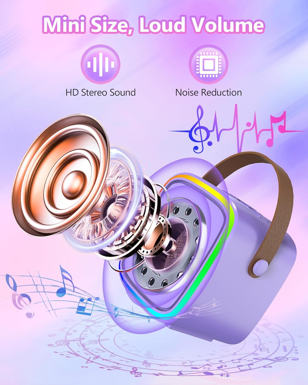 Mini Karaoke Machine with 2 Wireless Microphones, Kids Toys Portable Bluetooth Speaker for Kids Adults Toddler, Christmas Girls Toys for 4 5 6 7 8 9 10 12 Year Old Birthday Gift Ideas (Purple)
