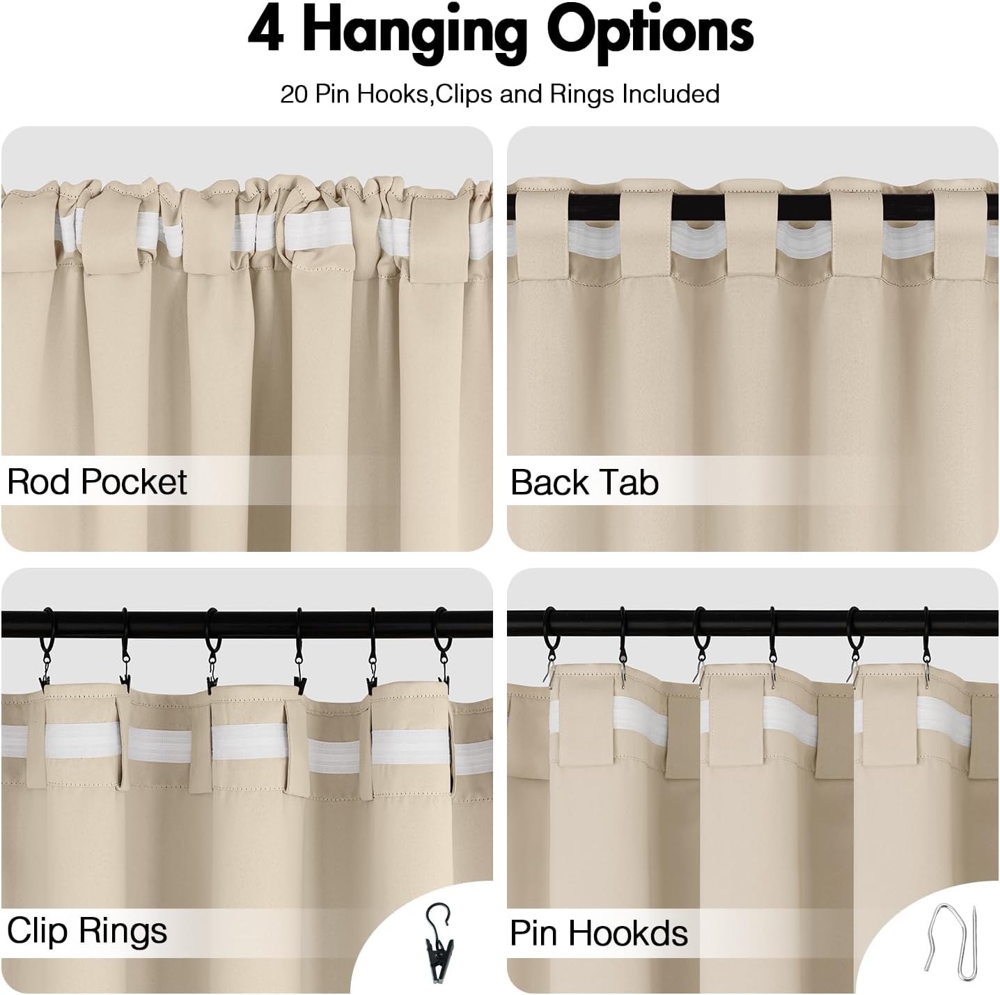 ANRODUO 120 Inch Room Darkening Curtains Extra Long Sage Green Light Blocking Curtains 2 Panels Set Thermal Insulated Blackout Drapes with Hooks, Rings, Clips 52x120