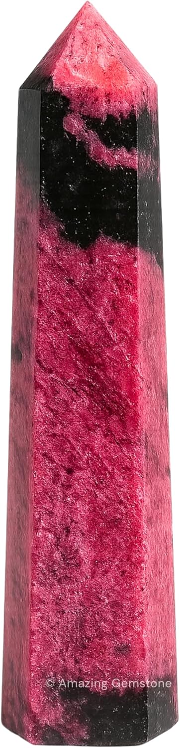 Amazing Gemstone Rhodonite Crystal Towers - Natural Healing Crystal Point Obelisk for Reiki Healing and Crystal Grid (3 Inch)