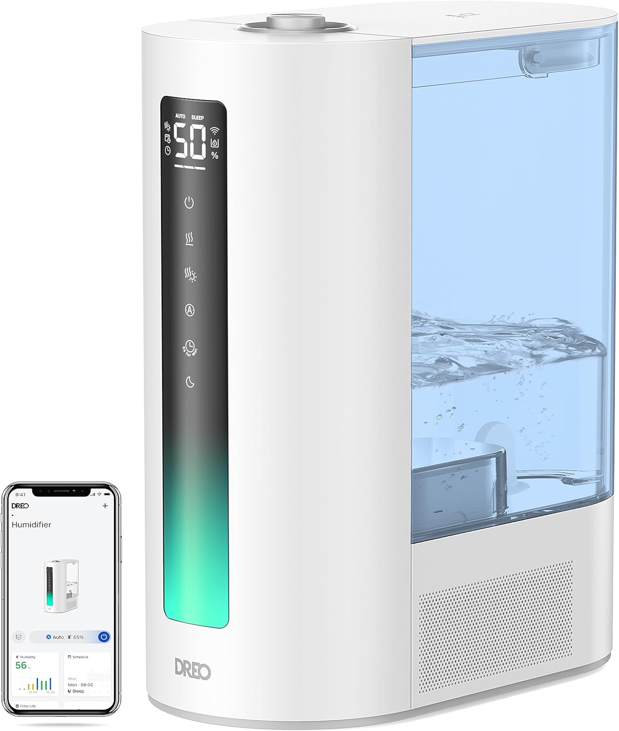 Dreo 6L Humidifiers for Bedroom, Smart Warm & Cool Mist for Large Room, 60Hr Quiet Runtime for Baby, Plant, Humidity Sensor, Indicator Light, 12H Timer, Google/Alexa, Blue