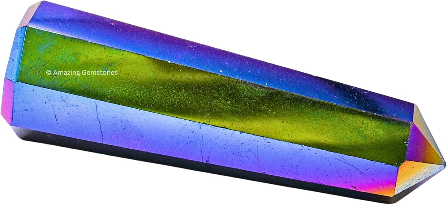 Amazing Gemstone Titanium Aura Quartz Crystal Towers - Natural Healing Crystal Point Obelisk for Reiki Healing and Crystal Grid (2" to 3" Inch)