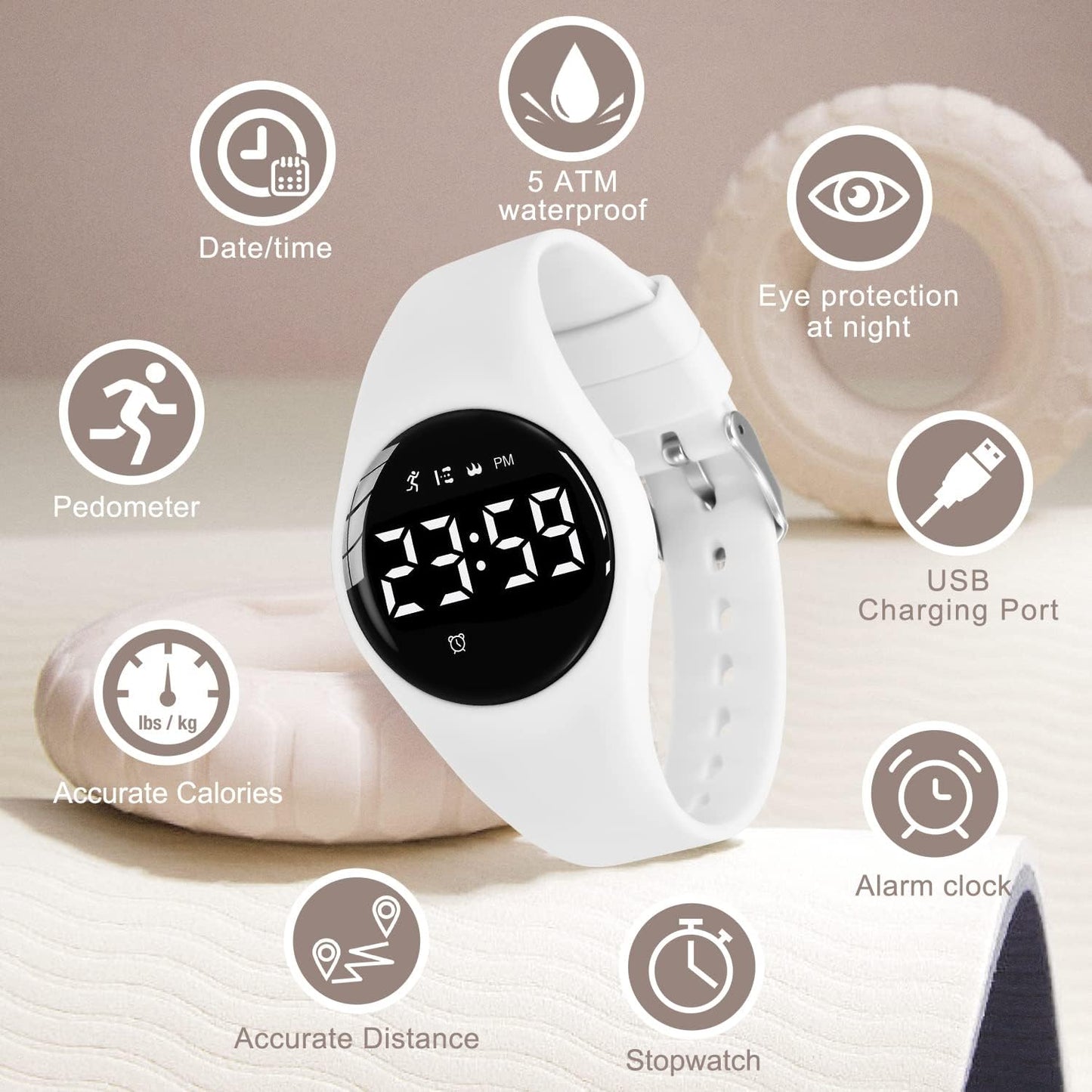 Kids Watches for Girls Boys Digital Sport Watch with Step Counter Pedometer Vibration Alarm Clock, No App Waterproof Fitness Tracker Kids Watch Boys Girls Teens Students Ages 5-16