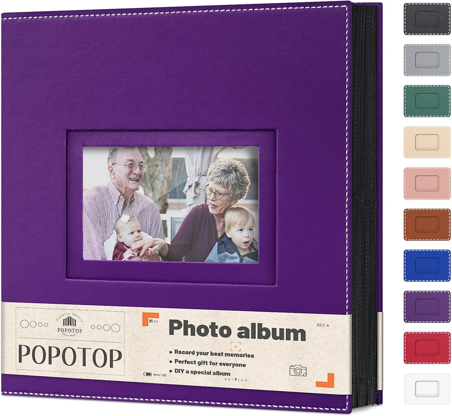 Popotop Photo Album 4x6 500 Pockets with Leather Hardcover Cover, Large Photo Album Binder Book with 50Pcs Pages for Family Travel Wedding Baby Gifts