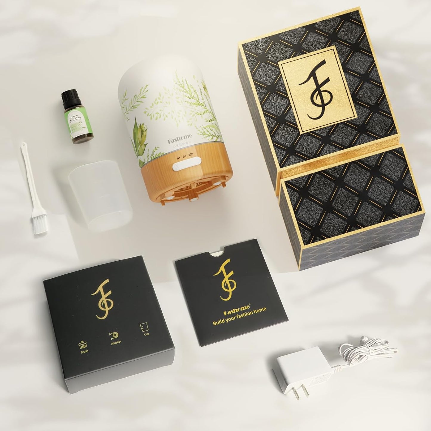 Aromatherapy Essential Oil Diffuser with Jasmine Oil, 6 in 1 Ultrasonic 100ML Aromatherapy Scent Humidifier Vaporizer with Dense fine Mist, Timer, Auto-Off (Summer-Jasmine)