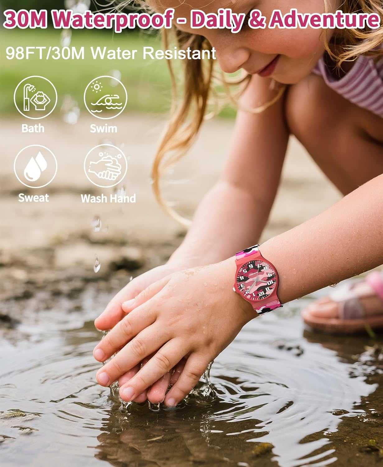 Kids Analog Watch Boys Girls, 30M Waterproof, Sports Watch for Boys, Easy to Read Children's Thin Dial Wrist Watches with Soft Band, for Ages 5-15 Kids Great Birthday Gifts Christmas Day