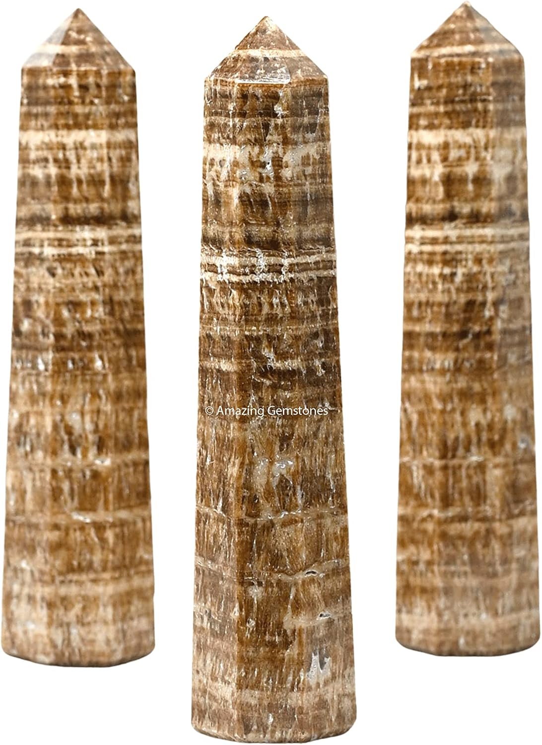 Amazing Gemstone Aragonite Crystal Towers ~ Natural Healing Crystal Point Obelisk for Reiki Healing and Crystal Grid (3- Inch)