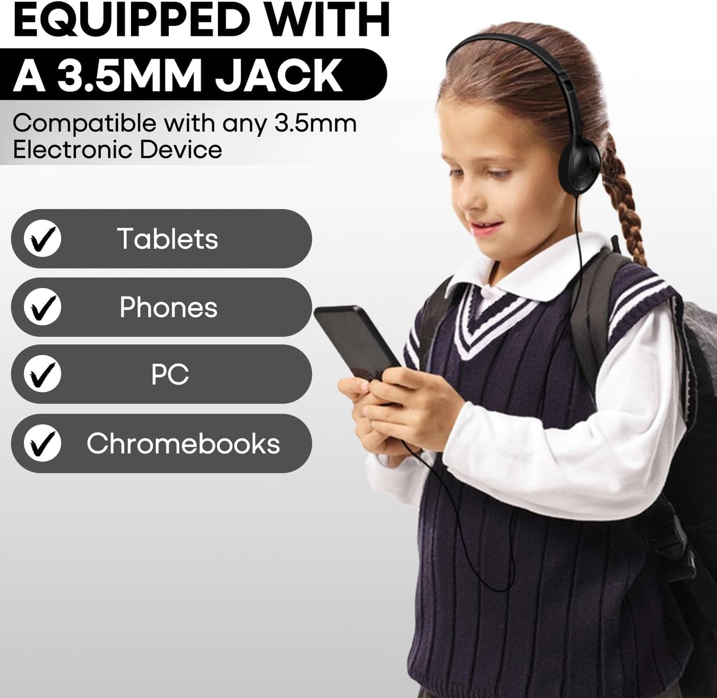 Kids Headphones Bulk 50 Pack for School Classroom Students Children Toddler Boys Girls Teen Adults