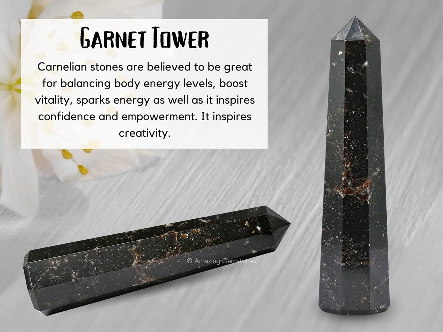 Amazing Gemstone Garnet Crystal Towers - Natural Healing Crystal Point Obelisk for Reiki Healing and Crystal Grid (3 Inch)