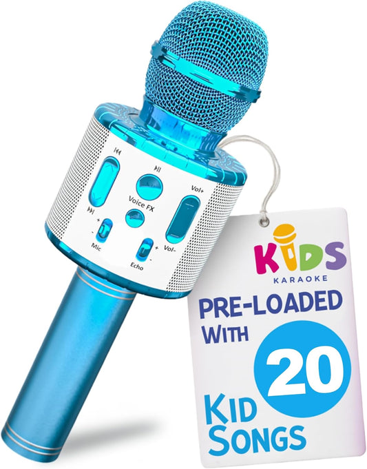 Move2Play, Kids Karaoke Microphone | Includes Pre-Loaded Songs & Bluetooth | Kids Birthday Party Gift | Toy for All Ages 2, 3, 4, 5, 6+ Year Old Girls, Boys & Toddlers