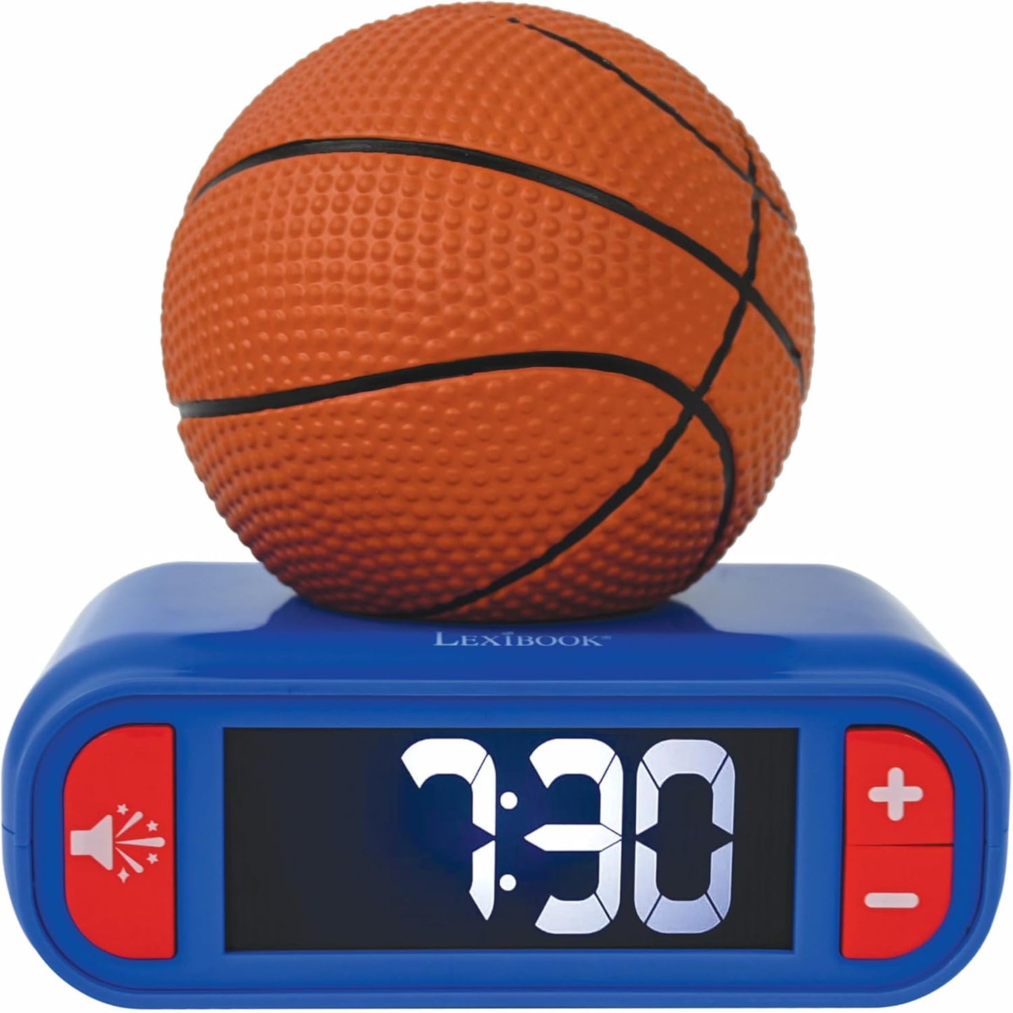 LEXiBOOK - Basketball - Basketball Nightlight Alarm Clock, Sounds and Melodies, LCD Backlit Screen, Luminous, Snooze, Blue/Orange, RL800BA