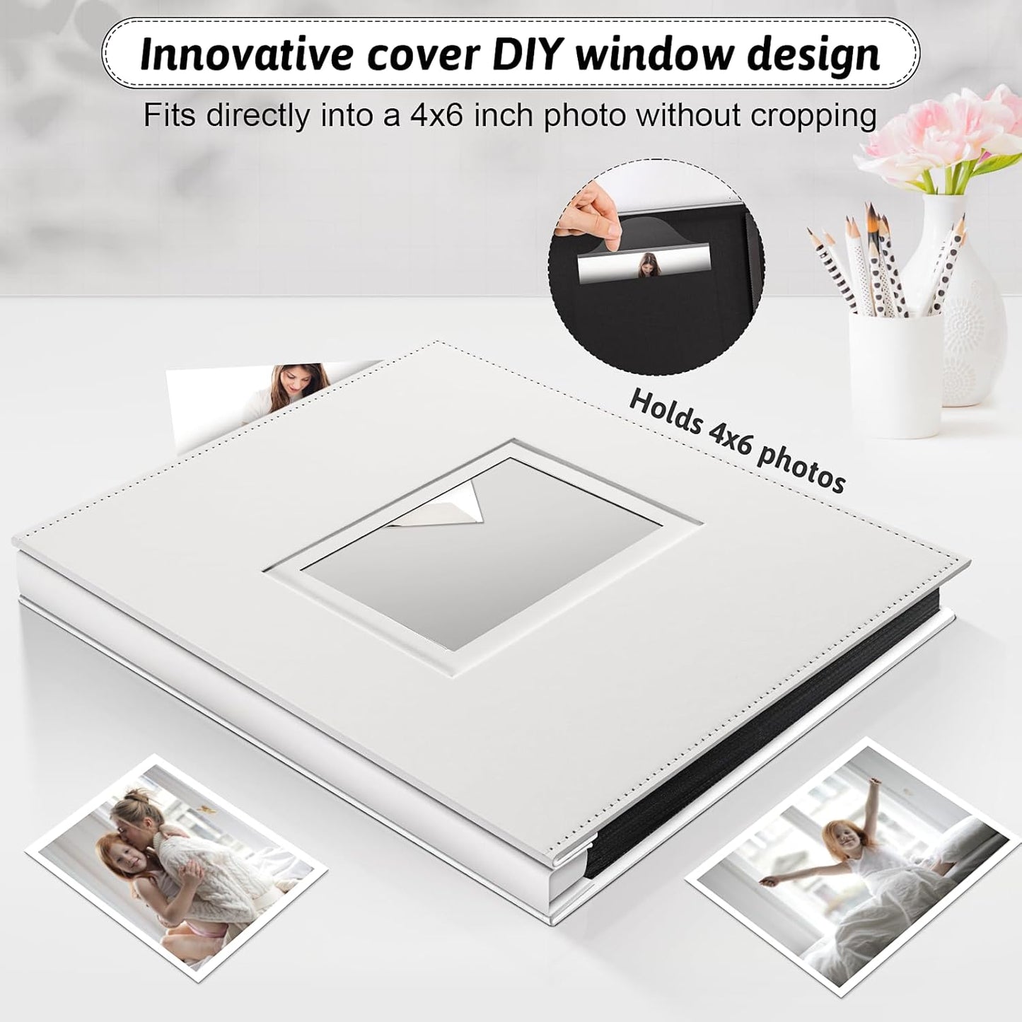 Popotop Photo Album 4x6 800 Pockets with Leather Hardcover Cover, Large Photo Album Binder Book with 80Pcs Pages for Family Travel Wedding Baby Gifts